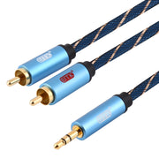 EMK Jack da 3,5 mm maschio a 2 x RCA maschio connettore placcato oro cavo audio per altoparlante, 1m, 1.5m, 2m, 3m, 5m