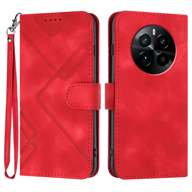 Custodia per cellulare in pelle con motivo a linea, For Realme  12 Lite / C67 4G Global, For Realme GT5 Pro, For Realme 10 Pro, For Realme 10 Pro+