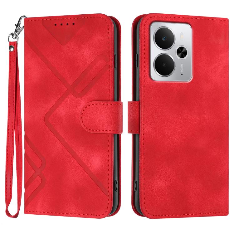 Custodia per cellulare in pelle con motivo a linea, For Realme GT 7 India, For Realme 14 / P3 5G Global, For Realme P3 Ultra 5G, For Realme P3 Pro