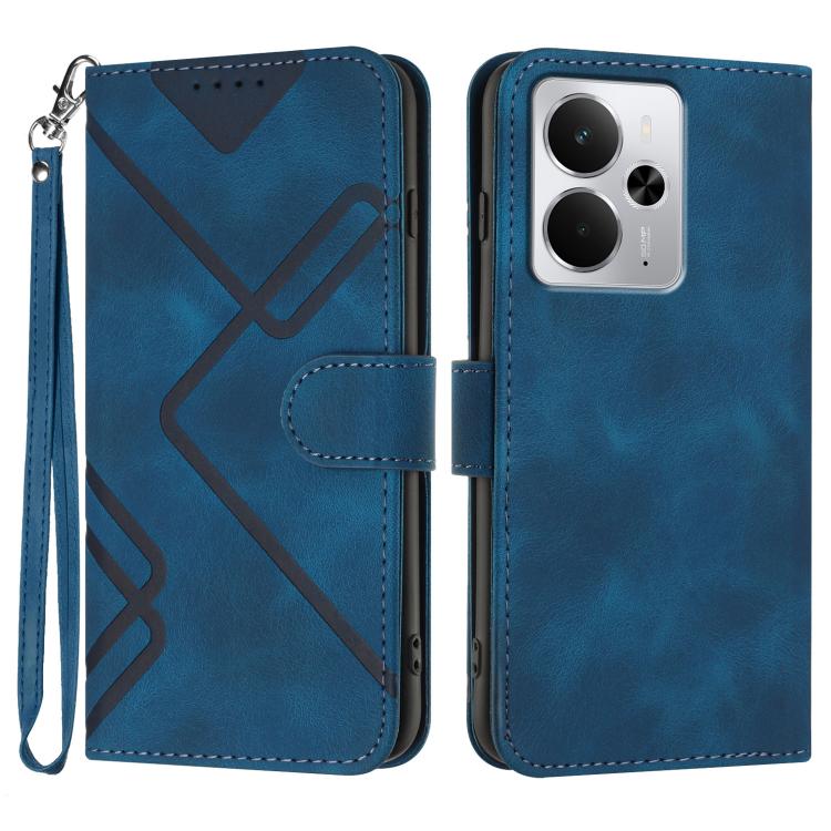 Custodia per cellulare in pelle con motivo a linea, For Realme GT 7 India, For Realme 14 / P3 5G Global, For Realme P3 Ultra 5G, For Realme P3 Pro