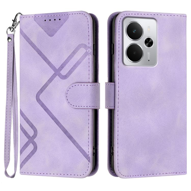 Custodia per cellulare in pelle con motivo a linea, For Realme GT 7 India, For Realme 14 / P3 5G Global, For Realme P3 Ultra 5G, For Realme P3 Pro