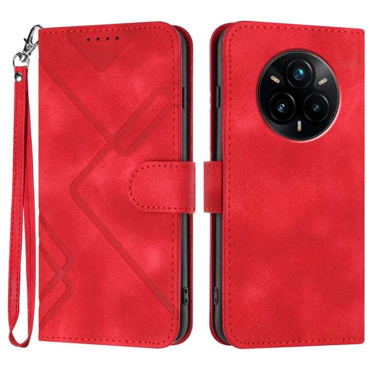 Custodia per cellulare in pelle con motivo a linea, For Realme 14 Pro+, For Realme 14 Pro, For Realme 14x Global, For Realme C75 Global