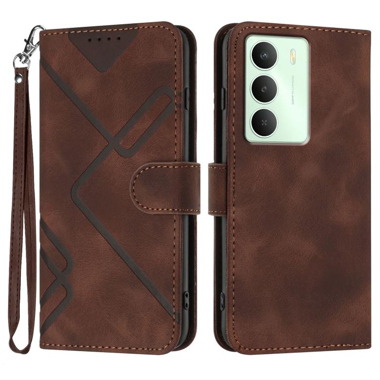 Custodia per cellulare in pelle con motivo a linea, For Realme 14 Pro+, For Realme 14 Pro, For Realme 14x Global, For Realme C75 Global