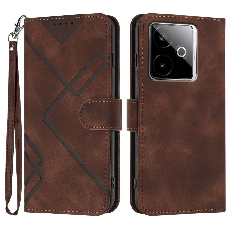 Custodia per cellulare in pelle con motivo a linea, For Realme GT 7 India, For Realme 14 / P3 5G Global, For Realme P3 Ultra 5G, For Realme P3 Pro