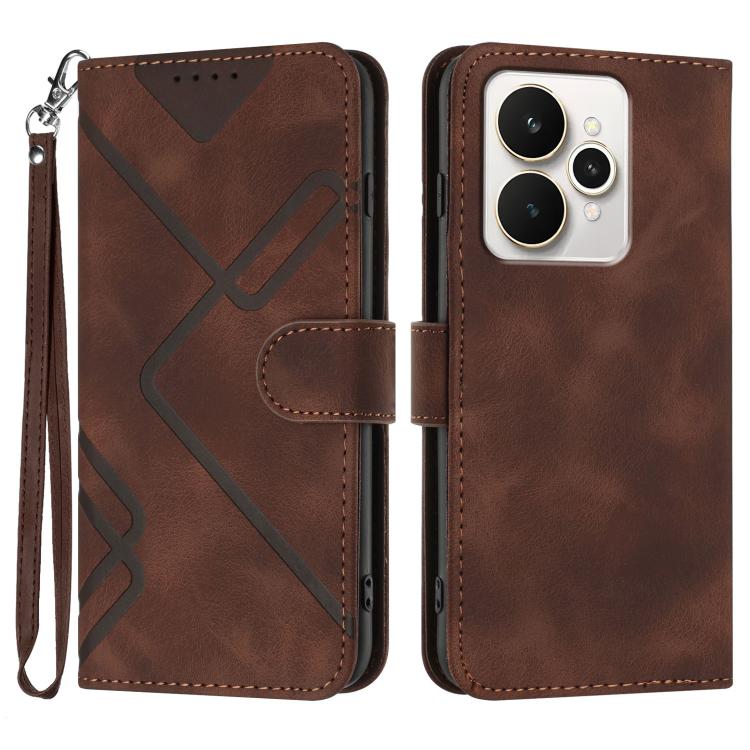 Custodia per cellulare in pelle con motivo a linea, For Realme P4 5G, For Realme 15T 5G, For Realme C71 India, For Realme 15 5G / Realme 15 Pro 5G