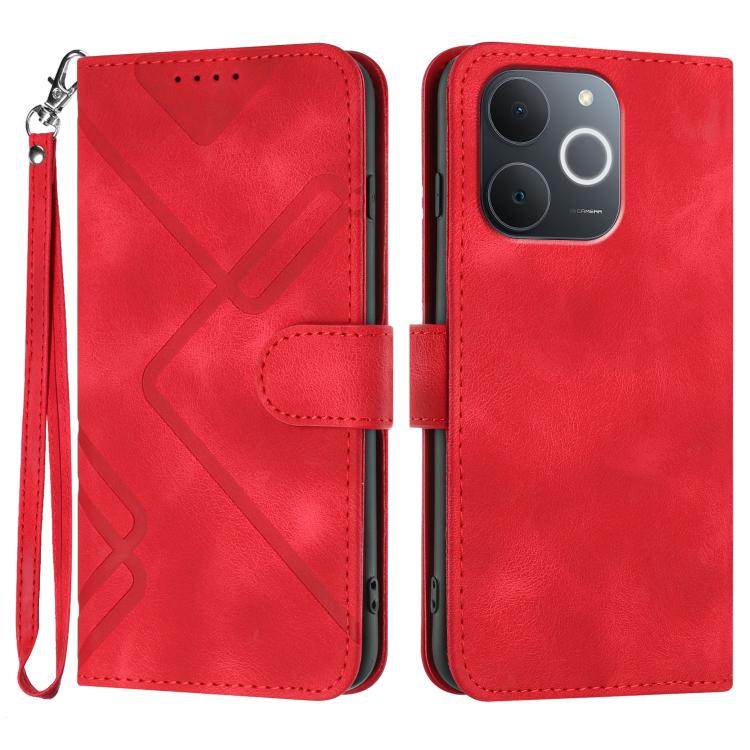 Custodia per cellulare in pelle con motivo a linea, For Realme P4 5G, For Realme 15T 5G, For Realme C71 India, For Realme 15 5G / Realme 15 Pro 5G