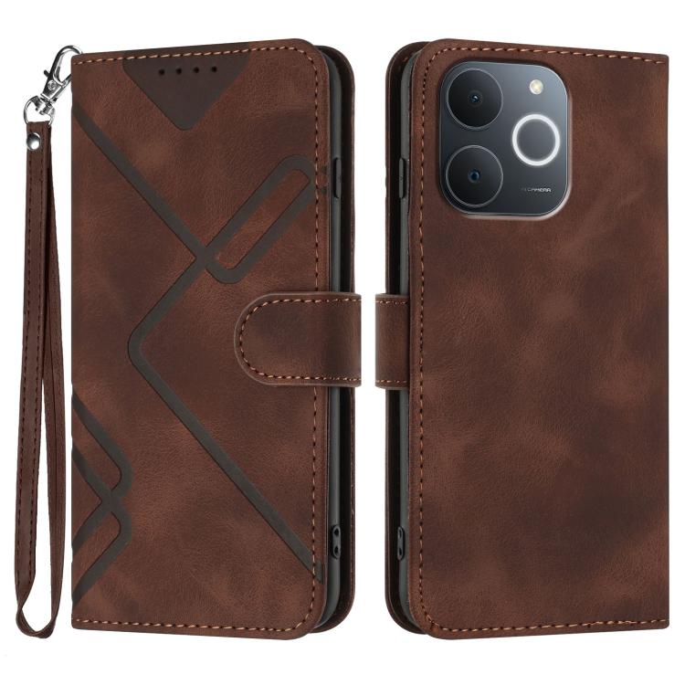 Custodia per cellulare in pelle con motivo a linea, For Realme P4 5G, For Realme 15T 5G, For Realme C71 India, For Realme 15 5G / Realme 15 Pro 5G