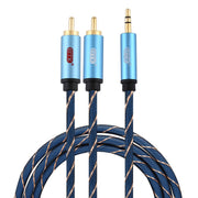 EMK Jack da 3,5 mm maschio a 2 x RCA maschio connettore placcato oro cavo audio per altoparlante, 1m, 1.5m, 2m, 3m, 5m