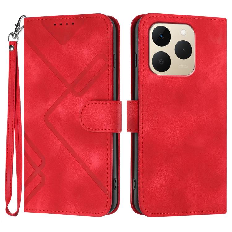 Custodia per cellulare in pelle con motivo a linea, For Realme P4 5G, For Realme 15T 5G, For Realme C71 India, For Realme 15 5G / Realme 15 Pro 5G