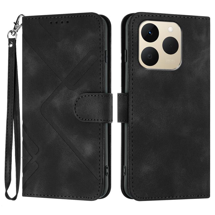 Custodia per cellulare in pelle con motivo a linea, For Realme P4 5G, For Realme 15T 5G, For Realme C71 India, For Realme 15 5G / Realme 15 Pro 5G