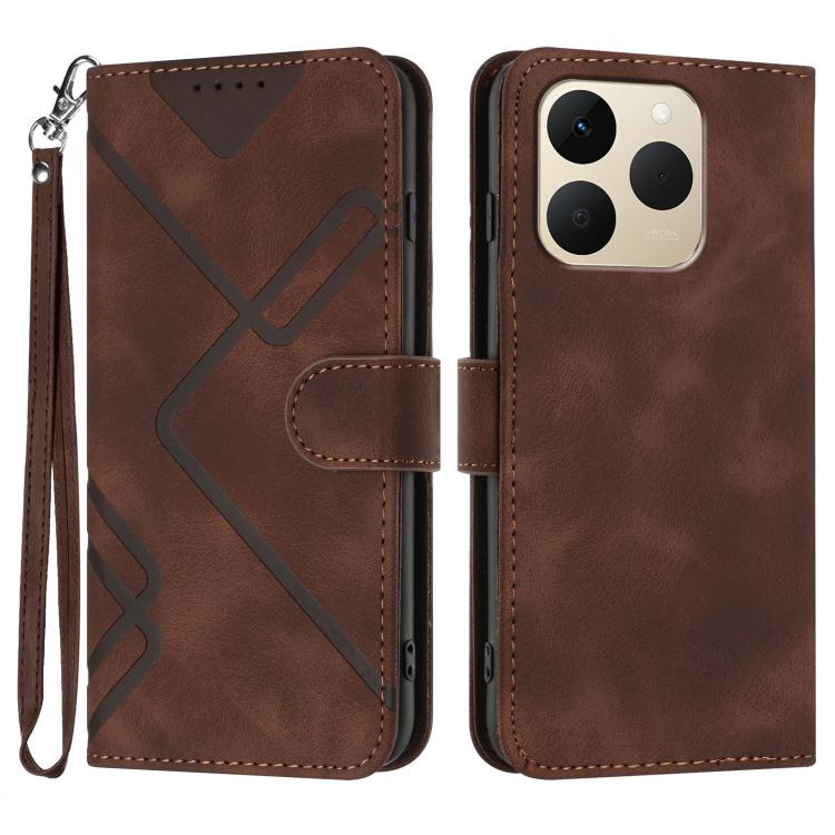 Custodia per cellulare in pelle con motivo a linea, For Realme P4 5G, For Realme 15T 5G, For Realme C71 India, For Realme 15 5G / Realme 15 Pro 5G