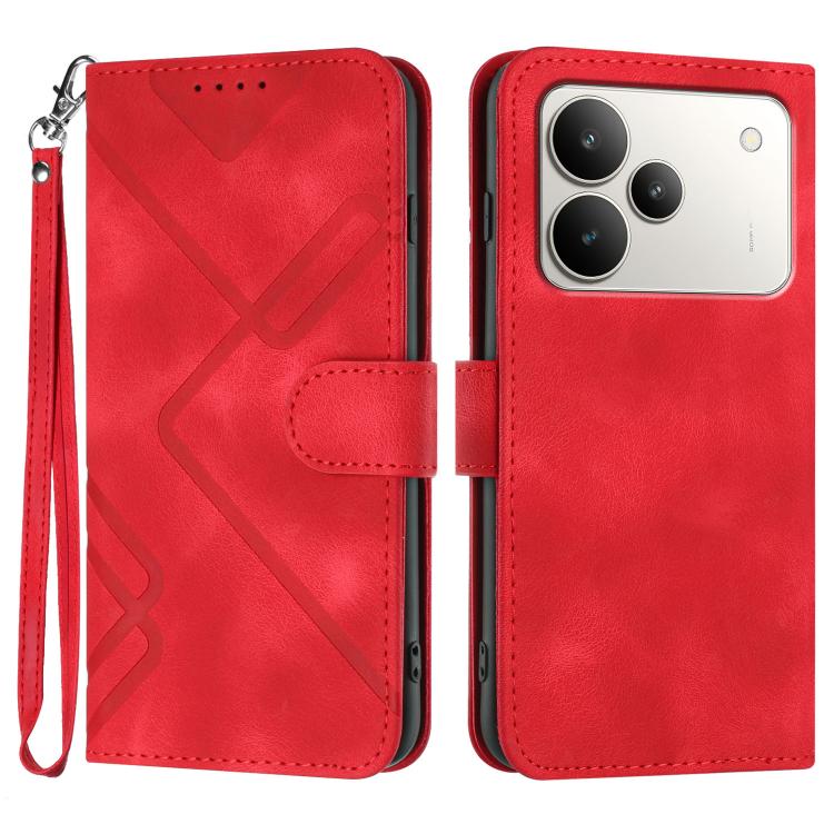 Custodia per cellulare in pelle con motivo a linea, For Realme P4 5G, For Realme 15T 5G, For Realme C71 India, For Realme 15 5G / Realme 15 Pro 5G