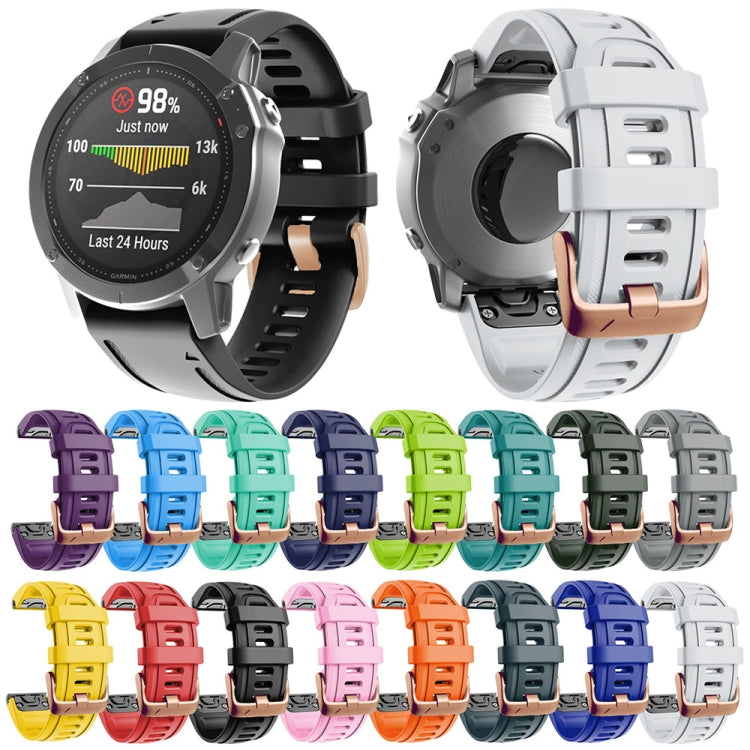 Cinturino in silicone con fibbia in oro rosa da 20 mm, For Garmin Fenix 7S / 6S Pro / 5S Plus