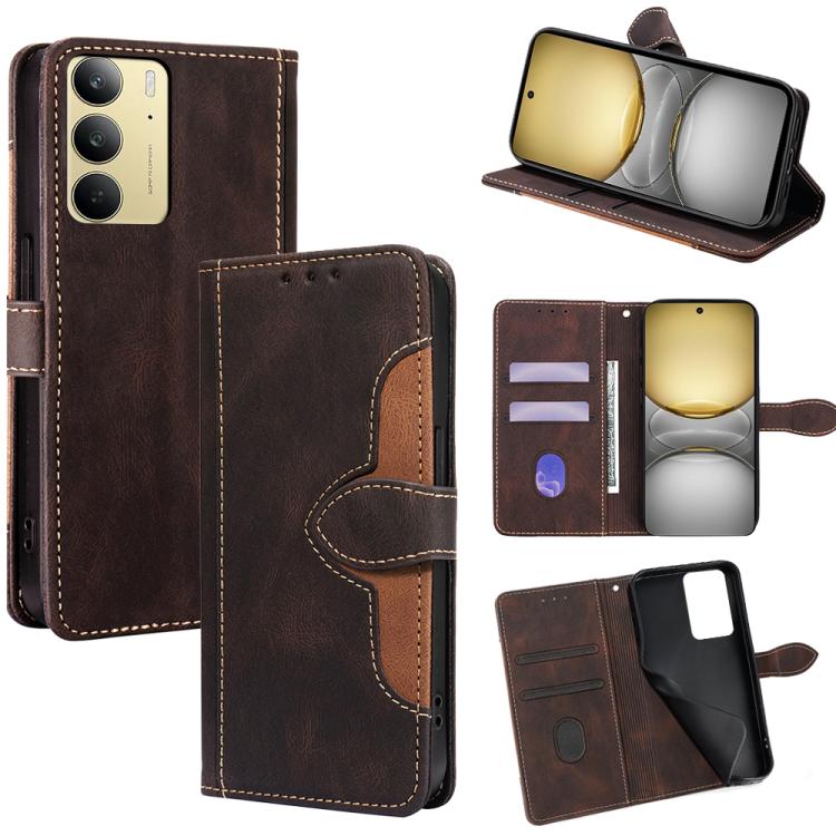 Custodia per telefono in pelle con fibbia magnetica Skin Feel, For Realme C75 4G / 14x 5G Global, For Realme 13 Pro 5G, For Realme C61 4G, For Realme GT Neo6 SE 5G, For Realme 12 5G, For Realme 12+ 5G