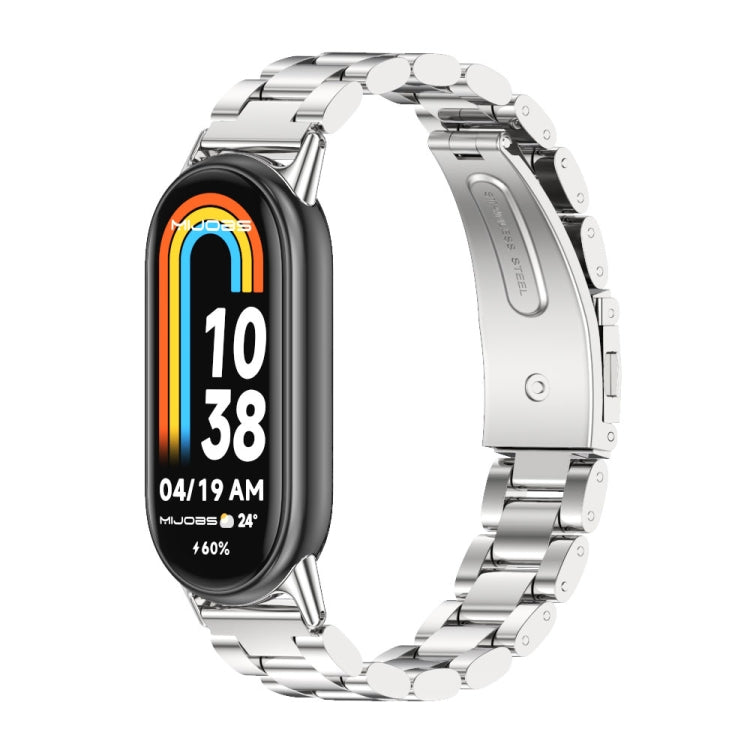 Cinturino per orologio in acciaio inossidabile con tre perline Mijobs, For Xiaomi Smart Band 10 / 9 / 8