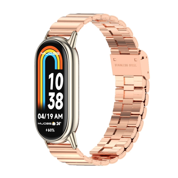 Cinturino per orologio in acciaio inossidabile con fibbia in bambù Mijobs, For Xiaomi Smart Band 10 / 9 / 8