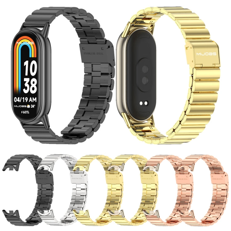 Cinturino per orologio in acciaio inossidabile con fibbia in bambù Mijobs, For Xiaomi Smart Band 10 / 9 / 8