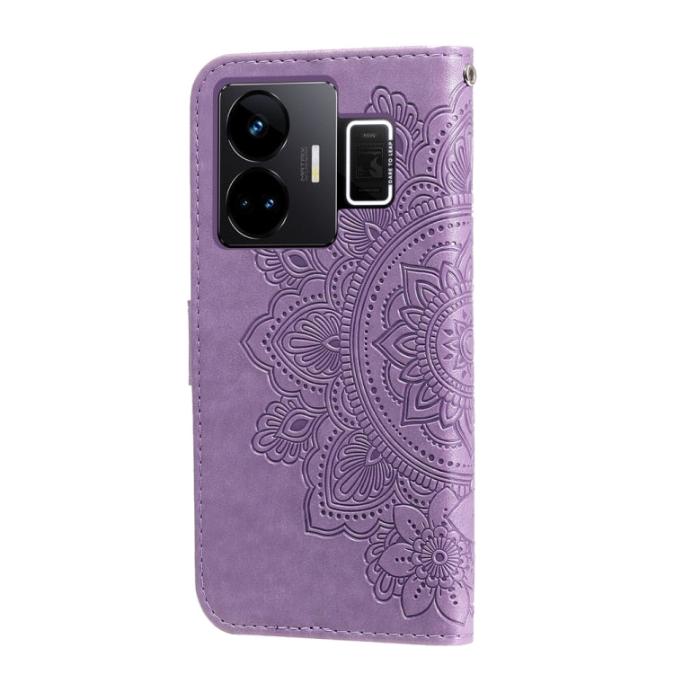 Custodia per telefono in pelle goffrata con fiori a 7 petali, For Realme GT Neo 5 5G / GT3, For Realme C55
