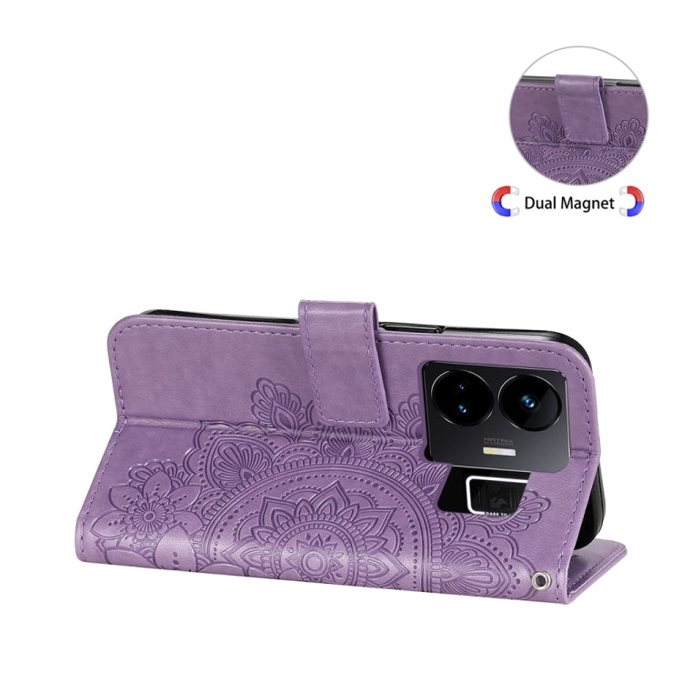 Custodia per telefono in pelle goffrata con fiori a 7 petali, For Realme GT Neo 5 5G / GT3, For Realme C55