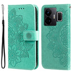 Custodia per telefono in pelle goffrata con fiori a 7 petali, For Realme 11 Pro / 11 Pro+, For Realme C65 4G, For Realme GT Neo 5 5G / GT3, For Realme C55