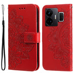 Custodia per telefono in pelle goffrata con fiori a 7 petali, For Realme 11 Pro / 11 Pro+, For Realme C65 4G, For Realme GT Neo 5 5G / GT3, For Realme C55