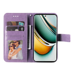 Custodia per telefono in pelle goffrata con fiori a 7 petali, For Realme 11 Pro / 11 Pro+, For Realme C65 4G, For Realme GT Neo 5 5G / GT3, For Realme C55