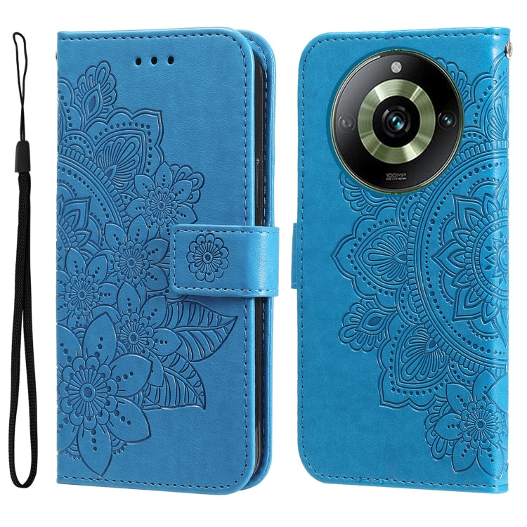 Custodia per telefono in pelle goffrata con fiori a 7 petali, For Realme 11 Pro / 11 Pro+, For Realme C65 4G, For Realme GT Neo 5 5G / GT3, For Realme C55
