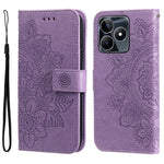 Custodia per telefono in pelle goffrata con fiori a 7 petali, For Realme C67 / 11 5G Taiwan Version, For Realme 11 4G Global, For Realme C53 / Narzo N53, For Realme 11