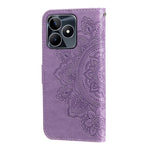 Custodia in pelle goffrata con fiori a 7 petali per Realme 11 Pro e 11 Pro+