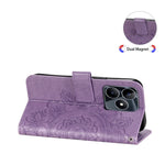 Custodia in pelle goffrata con fiori a 7 petali per Realme 11 Pro e 11 Pro+