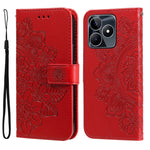 Custodia per telefono in pelle goffrata con fiori a 7 petali, For Realme C67 / 11 5G Taiwan Version, For Realme 11 4G Global, For Realme C53 / Narzo N53, For Realme 11