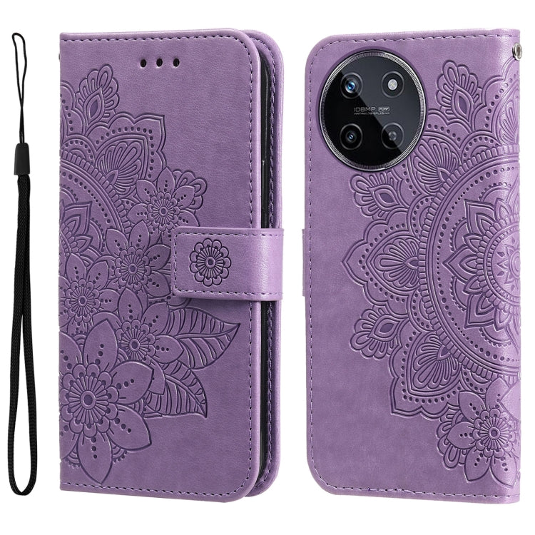 Custodia per telefono in pelle goffrata con fiori a 7 petali, For Realme C67 / 11 5G Taiwan Version, For Realme 11 4G Global, For Realme C53 / Narzo N53, For Realme 11