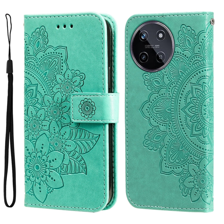 Custodia per telefono in pelle goffrata con fiori a 7 petali, For Realme C67 / 11 5G Taiwan Version, For Realme 11 4G Global, For Realme C53 / Narzo N53, For Realme 11