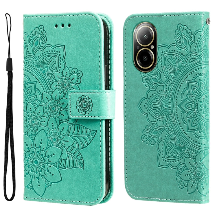 Custodia per telefono in pelle goffrata con fiori a 7 petali, For Realme 12 5G, For Realme 12+, For Realme 12 Pro+, For Realme C67 4G Global