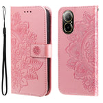 Custodia per telefono in pelle goffrata con fiori a 7 petali, For Realme 12 5G, For Realme 12+, For Realme 12 Pro+, For Realme C67 4G Global