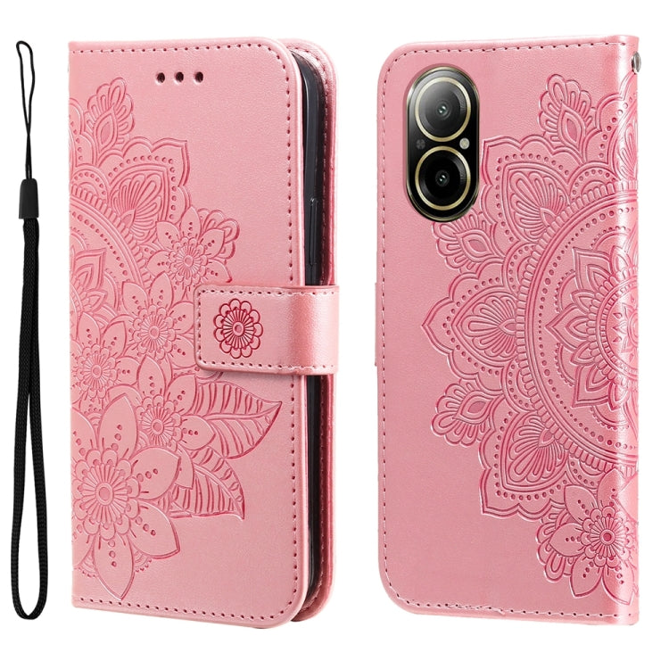 Custodia per telefono in pelle goffrata con fiori a 7 petali, For Realme 12 5G, For Realme 12+, For Realme 12 Pro+, For Realme C67 4G Global