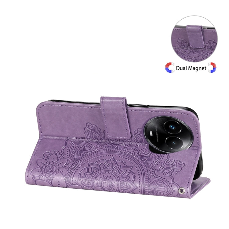 Custodia per telefono in pelle goffrata con fiori a 7 petali, For Realme C67 / 11 5G Taiwan Version, For Realme 11 4G Global, For Realme C53 / Narzo N53, For Realme 11