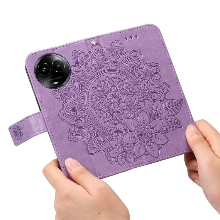 Custodia per telefono in pelle goffrata con fiori a 7 petali, For Realme C67 / 11 5G Taiwan Version, For Realme 11 4G Global, For Realme C53 / Narzo N53, For Realme 11