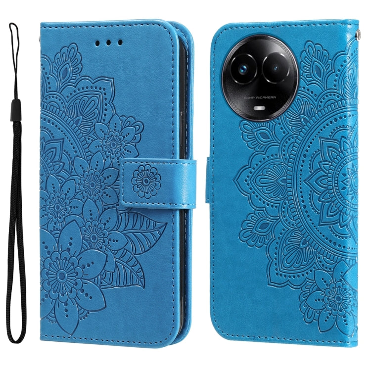 Custodia per telefono in pelle goffrata con fiori a 7 petali, For Realme C67 / 11 5G Taiwan Version, For Realme 11 4G Global, For Realme C53 / Narzo N53, For Realme 11