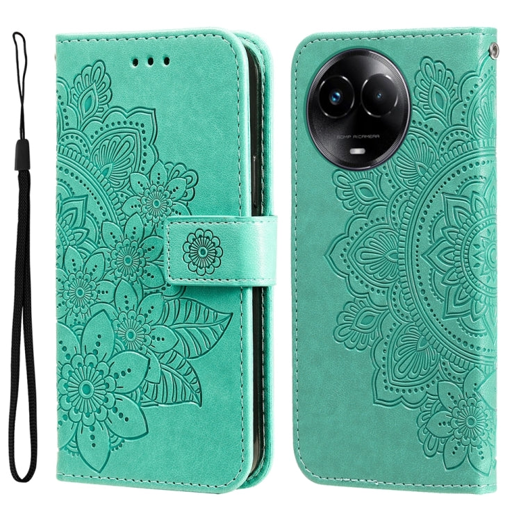 Custodia per telefono in pelle goffrata con fiori a 7 petali, For Realme C67 / 11 5G Taiwan Version, For Realme 11 4G Global, For Realme C53 / Narzo N53, For Realme 11