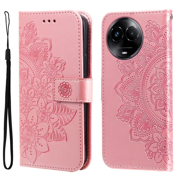 Custodia per telefono in pelle goffrata con fiori a 7 petali, For Realme C67 / 11 5G Taiwan Version, For Realme 11 4G Global, For Realme C53 / Narzo N53, For Realme 11