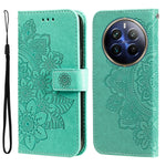 Custodia per telefono in pelle goffrata con fiori a 7 petali, For Realme 12 5G, For Realme 12+, For Realme 12 Pro+, For Realme C67 4G Global