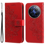 Custodia per telefono in pelle goffrata con fiori a 7 petali, For Realme 12 5G, For Realme 12+, For Realme 12 Pro+, For Realme C67 4G Global