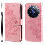 Custodia per telefono in pelle goffrata con fiori a 7 petali, For Realme 12 5G, For Realme 12+, For Realme 12 Pro+, For Realme C67 4G Global