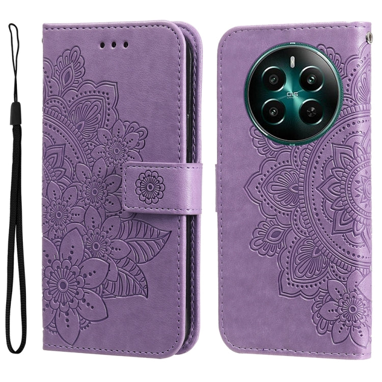 Custodia per telefono in pelle goffrata con fiori a 7 petali, For Realme 12 5G, For Realme 12+, For Realme 12 Pro+, For Realme C67 4G Global