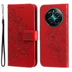 Custodia per telefono in pelle goffrata con fiori a 7 petali, For Realme 12 5G, For Realme 12+, For Realme 12 Pro+, For Realme C67 4G Global