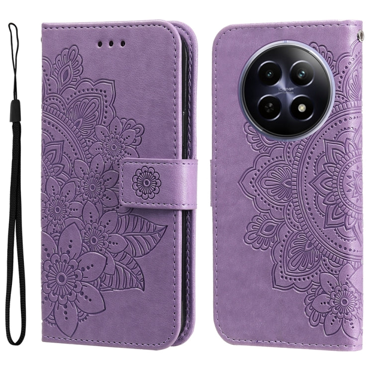 Custodia per telefono in pelle goffrata con fiori a 7 petali, For Realme 12 5G, For Realme 12+, For Realme 12 Pro+, For Realme C67 4G Global