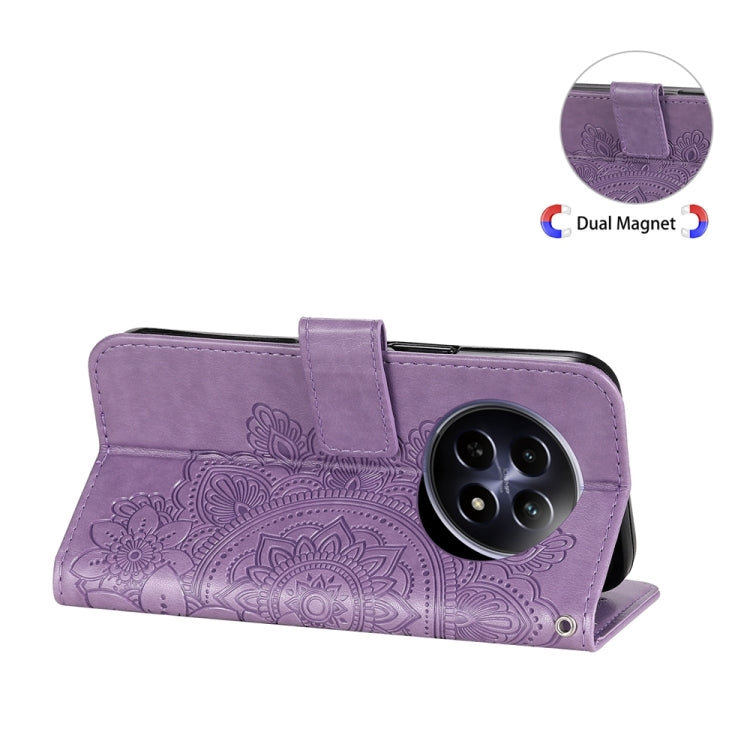 Custodia per telefono in pelle goffrata con fiori a 7 petali, For Realme 12 5G, For Realme 12+, For Realme 12 Pro+, For Realme C67 4G Global