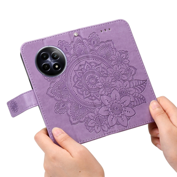 Custodia per telefono in pelle goffrata con fiori a 7 petali, For Realme 12 5G, For Realme 12+, For Realme 12 Pro+, For Realme C67 4G Global