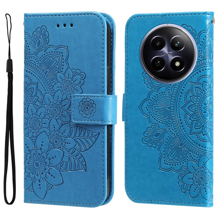Custodia per telefono in pelle goffrata con fiori a 7 petali, For Realme 12 5G, For Realme 12+, For Realme 12 Pro+, For Realme C67 4G Global